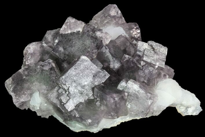 Purple Fluorite Crystals on Druzy Quartz - China #100730